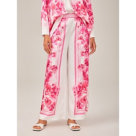 Femmes Satin Élégant Bohème Vacances Rouge Été Printemps S M L: retailer-supplied image