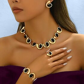 Earrings Set 1 set Alloy 1 Bracelet 1 Ring Earrings Necklace Women's Fashion Jewelry Set For Wedding Guest Gift Festival