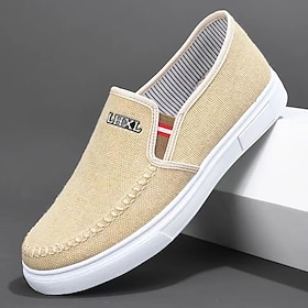 Men's Casual Canvas Slip-On Loafers – Lightweight Breathable Summer Shoes for Daily Wear, Travel, and Beach Walks