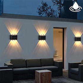 2pcs Outdoor Wall Lights Solar Waterproof LED Lamp Porch Wall Lamps 6LEDs Courtyard Lighting for Garden Balcony Decorative Landscape Street Light