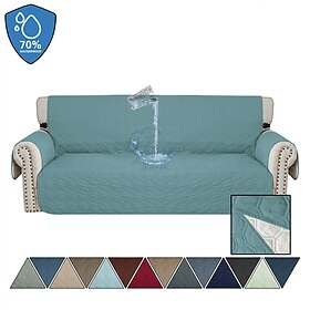 Waterproof Couch Cover for Cushion Couch Sofa Cover for Dogs Water Resistant Furniture Protector Cover with Foam Sticks Elastic Straps for Pet Cat