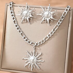 Earrings Set 1 set Stainless Steel Earrings Necklace Women's Fashion Jewelry Set For Wedding Guest Gift Festival