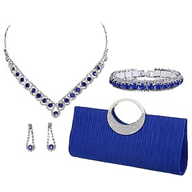 Bridal Jewelry Sets 1 set Zircon Rhinestone 1 Bracelet Earrings Necklace Women's Elegant Stylish Jewelry Set For Wedding Party Special Occasion