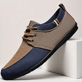 Men's Casual Lace-Up Shoes in Tan  Navy Blue, Unique Woven Design, Perfect for Everyday Style  Comfort