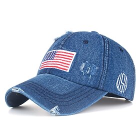 American Flag Hat Unisex Vintage Embroidery Washed Distressed Cotton Baseball Cap Adjustable USA Trucker Dad Hat