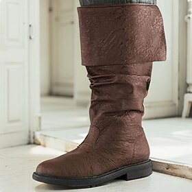 Medieval Renaissance Shoes Knee High Boots Flat Jazz Boots Pirate Viking Crusader Fancy Dress Men's Unisex Celtic Pirate Halloween Masquerade Performance Party