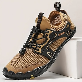 Men's Sneakers Upstream Shoes Canyoning Casual Daily PU Leather Mesh Breathable Comfortable Slip Resistant Lace-up Black Brown Green Summer Spring