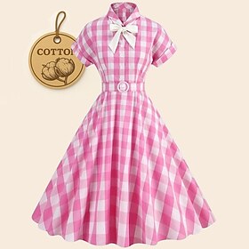 Jaren '50 Retro vintage rockabilly Flare Jurk Geruit / Gingham Kostuum Dames Voor meisjes Carnaval Maskerade Vakantie Dagelijks gebruik Opwekking Volwassenen K