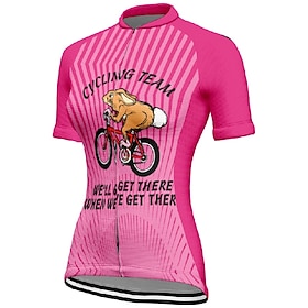 Women's Cycling Jersey Graphic Stripes Short Sleeve Bike Tee Tshirt Jersey with 3 Rear Pockets Mountain Bike MTB Quick Dry Anatomic Design Wicking Breathable S