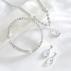 Bridal Jewelry Sets 1 set Zircon Rhinestone Earrings Necklace Bracelets Women's Elegant Fashion Stylish Jewelry Set For Wedding Party Special Occasion