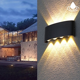 LED Outdoor Wall Lights 8W LED Aluminum Wall Lamp Sconce Indoor Up Down IP65 Waterproof White Black Modern for Patio Garden Stairs Bedroom Aisle Pathway Bathro