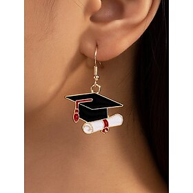 Graduation Cap and Diploma Dangle Earrings  Fun Enamel Jewelry for Women and Girls  Class of 2025 Accessory for Graduation Parties, Ceremonies and Gifts