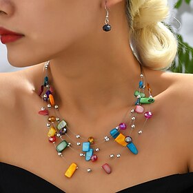 Earrings Set 1 set Alloy Earrings Necklace Women's Fashion Jewelry Set For Wedding Guest Gift Festival