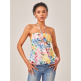 Neckholder-Tanktop mit Blumenmuster: retailer-supplied image