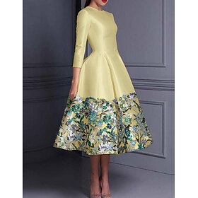 A-Line Ankle Length Beaded Eembroidered Formal Dresses Mother of the Bride Dress Cocktail Dresses Party Dresses Elegant Long Sleeve Crew Neck Wedding Formal Sa