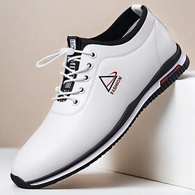 Men's White and Black Lace-Up Sneakers  Trendy Sports Shoes for Active Lifestyles and Casual Wear