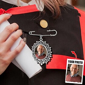 Personalized Graduation Pin Brooch Custom Photo Charm Best Wedding Graduation Memorial Sympathy Gift for Anniversary or Birthday Ideal for Friends, Family