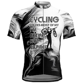 Men's Cycling Jersey Letter Number Short Sleeve Bike Tee Tshirt Jersey with 3 Rear Pockets Mountain Bike MTB Quick Dry Anatomic Design Wicking Breathable Spor