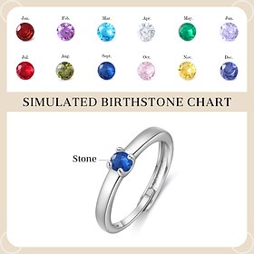 Personalized Birthstone Ring for Women, Adjustable 12 Month Zodiac Protection Ring, Custom Lucky Jewelry Gift for Mom, Girlfriend, Wife, for Mother's Day, Birt