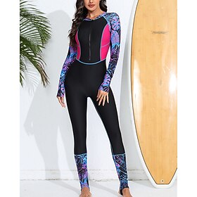 Women's Rash Guard Dive Skin Suit Front Zip Spandex UV Sun Protection UPF50 Quick Dry Long Sleeve Swimwear Bathing Suit Surfing Beach Water Sports Summer