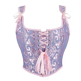 Retro Vintage Medieval Renaissance Corset Vest Bustier Lace up Floral Jacquard Fancy Dress Women's Celtic Fantasy Royal Christmas Halloween Carnival Party Casu
