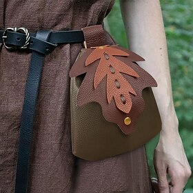 Medieval Renaissance Bag Belt Pouch Coin Purse Elf Viking Ranger Leaf Women's Halloween Carnival Casual LARP Ren Faire Adults