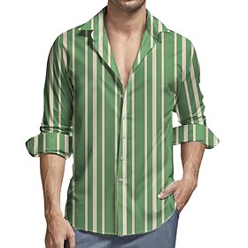 Retro Vintage 1970s Shirt Aloha Shirt Plus Size Hippie Striped Fancy Dress Men's Masquerade Party Daily Wear Pride Parade Adults' Shirt