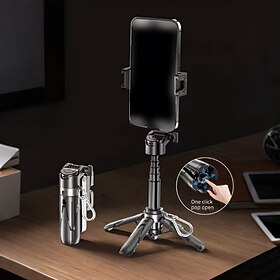 16-inch Retractable Selfie Stick Tripod, Wireless Remote, 360° Rotating Stand, One-Touch Release, USB Rechargeable, Smartphone Compatible
