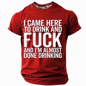 Men's Funny Slang T Shirt Short Sleeve T shirt 3D Print Crew Neck Shirt Fashion Daily Casual Street Casual Daily Black Red Blue Summer Spring All Seasons Cloth