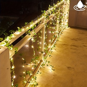 solar vine string lys eføy lys led kunstig rotting grønn plante led solar string lys utendørs vanntett LED string hengende lys for hage gjerde vegghengende bry