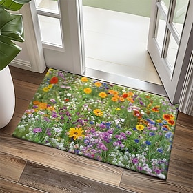 Tapis de sol fleuris multicolores Tapis de cuisine Tapis de sol Tapis antidérapant Tapis résistant à l'huile Tapis intérieur extérieur Décor de chambre Tapis d