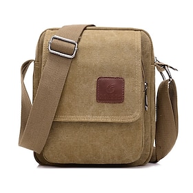 Men's Canvas Crossbody Messenger Bag - Durable Small Shoulder Bag with Adjustable Strap for Travel and Daily Use