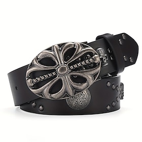 Men's Belt Automatic Buckle Quick-Release Alloy Durable Adjustable Plain Black Outdoor Daily Waist Belt