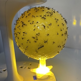 2PCS Fruit Fly Traps with LED Night Light, Sticky Flying Insects Trap Ball, Fruit Flavor Kitchen Home Trap for Indoor Outdoor Mosquito Collector