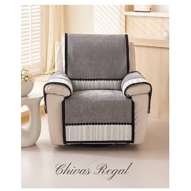 1Set/4Pieces Recliner Chair Cover Solid Color Geometric Jacquard Jacquard Polar Fleece Slipcovers