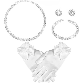 Bridal Jewelry Sets 1 set Zircon Rhinestone Earrings Necklace Bracelets Women's Elegant Stylish Sweet Jewelry Set For Wedding Party Special Occasion