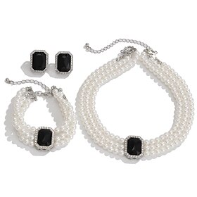 Bridal Jewelry Sets 1 set Imitation Pearl Imitation Diamond Earrings Necklace Bracelets Women's Elegant Stylish Jewelry Set For Wedding Party Special Occasion
