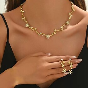 Bridal Jewelry Sets 1 set Rhinestone Alloy Earrings Necklace Women's Elegant Stylish Sweet Jewelry Set For Wedding Party Evening Wear Engagement