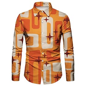 Retro Vintage 1970s Shirt Plus Size Disco Geometic Psychedelic Fancy Dress Men's Halloween Carnival Music Festival Pride Parade Adults' Shirt