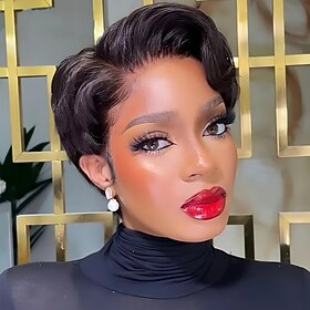 Short Straight Pixie Cut 13x4x1 T Part Transparent Lace Front Human Hair Wigs Preplucked Hairline Wig For Women Brazilian Lace Bob Wig