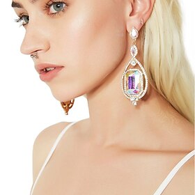 Women's Stud Earrings Geometrical Drop Precious Fashion Personalized Artistic Imitation Diamond Earrings Jewelry Silver For Wedding Party Valentine's Day Gift