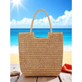 Women's Woven Straw Tote Bag with Spacious Design - Stylish Beach  Vacation Essential, Perfect for Summer Outings and Travel