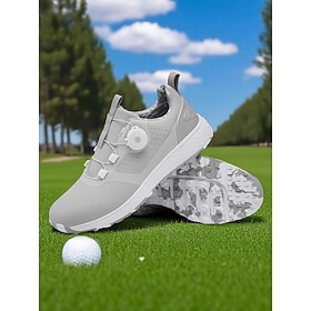 Women's Gray Waterproof Golf Shoes with Dial Lacing System – Comfortable Non-Slip Athletic Footwear for Outdoor Practice, Tournaments or Rainy Days