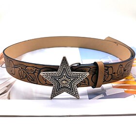 Men's Belt Automatic Buckle Quick-Release Alloy Durable Adjustable Florals Brown Outdoor Daily Waist Belt