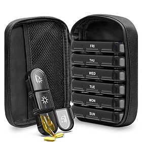 Pill Organiser 7 Day 3 Times,Travel Pill Organiser, Weekly Pill Box Organisers,Portable Light Proof Canvas Bag Pill Box,Store Medication, Vitamin, Fish Oil, Su