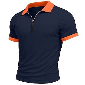 Men's Zip Polo Golf Shirt Casual Fitness Lapel Quarter Zip Short Sleeve Fashion Modern Solid Color Zipper Pocket Summer Spring All Seasons White Burgundy Navy