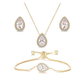 Bridal Jewelry Sets 1 set Zircon Rhinestone Earrings Necklace Bracelets Women's Elegant Stylish Sweet Jewelry Set For Wedding Special Occasion Party Evening We
