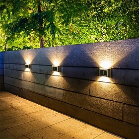Solar Wall Lights Outdoor Stainless 6LED Waterproof Wall Lamp for Balcony Patio Courtyards Fence Lamps Nighttime Decor Easy Instal Garden Decor Solar Outdoor W