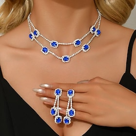 Bridal Jewelry Sets 1 set Zircon Rhinestone Earrings Necklace Women's Elegant Stylish Trendy Jewelry Set For Wedding Special Occasion Party Evening Wear
