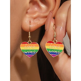 LGBT Rainbow Heart Jewelry Set  'Love Wins' Enamel Necklace and Earrings, Colorful Pride Accessories for Women and Allies, Perfect for Pride Month, Festivals